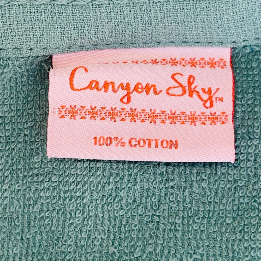 Vintage Canyon Sky Teal Green Southwestern Embroidered Hand Towels Set of 4